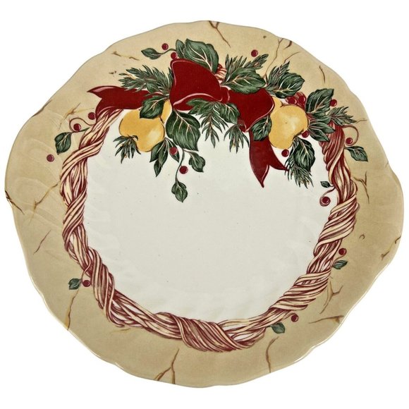 4 Wedgwood Home Amway Wreath Dinner Plates 1998 Made England Christmas Handle - Picture 4 of 9